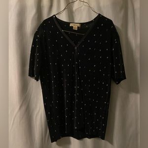 Cute Plissé Dotted Black Top